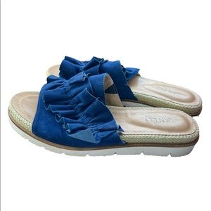 Vaneli Brand , 9M Royal Blue, pre-owned, slip on sandals with ruffles